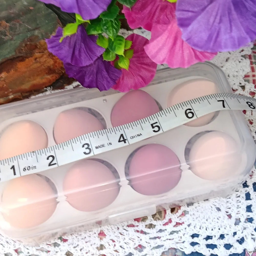 🆕️LAST 1🩷BABY POWDER PINK MAKEUP SPONGE SET OF 8 W/PLASTIC PROTECTIVE CASE